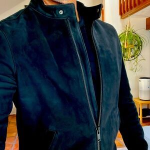 Men’s med black mat leather jacket. Thursday Boots. High quality. Never worn!